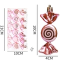 Set of 6 pink electroplated candy Christmas ornaments with white spiral patterns - Set of 6 / Pink