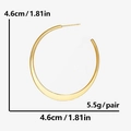 Golden spring spiral hoop earrings showing 4.6cm diameter and 5.5g weight details - Gold Large Hoop (D436-G)