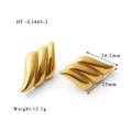 Detail view of gold layered wing earrings with dimensions 20.2mm and 12.1g weight - Pure Gold Color Wave