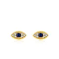 Golden S925 silver evil eye stud earrings with blue sapphire and white zircon stones - 925 Silver / Gold