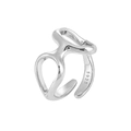 Minimalistische S925 sterling zilveren open ring met onregelmatig hol kettingontwerp - Maat 14 / Verstelbare Opening / Witgoud