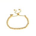 Bracciale a sfere regolabile in acciaio inossidabile dorato con ciondolo a cuore e chiusura - Oro