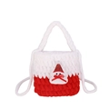 Simpatica borsa a tracolla in maglia renna di Natale per bambini con pupazzo di neve - Stile Pupazzo di Neve con Cappello Rosso / Bianco
