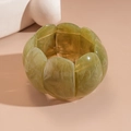 Macro detail of olive green marble-textured resin block bracelet with elastic band - Marble Green