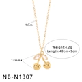 Detail view of gold cherry necklace dimensions showing 12mm pendant and 45cm chain length - Single Cherry Rhinestone Necklace (NB-N1307)