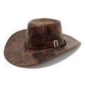 Cappello da cowboy vintage marrone con trama in pelle di coccodrillo e fibbia in metallo - Taglia unica(56-58cm) / caffè