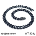 10mm wide black stainless steel Cuban chain necklace for men with box clasp 65cm - 650mm x 10mm (KN225363-Z)