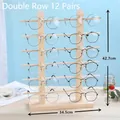 Pine wood double-row display stand for 12 pairs of glasses with natural finish - Double Row 12 Pairs