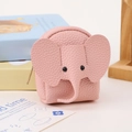 Cute pink leather elephant mini coin purse for headphones storage and portable use - Pink