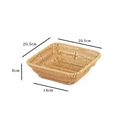 Faux rattan woven fruit basket in natural wood color, dimensions 20.5x14x6cm storage tray - Square Yellow Small