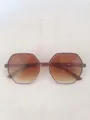 Frameless oversized hexagonal gradient brown jelly sunglasses for women in retro style - Gradient Tea