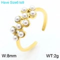 Anello dorato a onde con perle a grappolo e design aperto regolabile, misura 6-9 - US 6 / Stile Perla Dorata (KR110918-K)