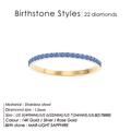 Sparkling light blue sapphire birthstone ring in 14K gold plated stainless steel - March Light Blue - Gold Color