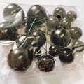 Artificial black berries with green stems in clear packaging for cake decoration - Black Ball Mixed Set