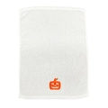 White cotton towel featuring orange Jack-o'-lantern pumpkin embroidery for Halloween - Halloween Pumpkin / White