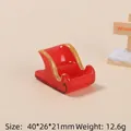 Mini slitta natalizia in resina rossa con glitter dorati, misura 40x26x21mm - Treno di Natale 3D-Slitta