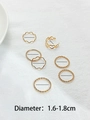 Set of 7 gold minimalist rings including wave and heart designs with 1.6-1.8cm diameter - Gold (01KC金1866)