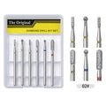 Macro detail of 6-piece diamond nail drill bit set with precise coating for manicure - 6 Slots Nail Drill Bit Set 02