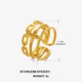 Drelagiger 18K vergoldeter Edelstahl-Kettenring mit verstellbarer Öffnung für Damen - Dreilagiger Ketten-Offen-Stil / Gold