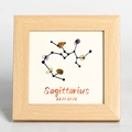 Wooden Sagittarius frame with natural raw crystal stones for home decor - Sagittarius