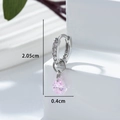Silver zircon hoop earrings with pink heart pendant and 2.05cm length measurement - Light Pink (Single)