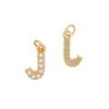 Golden letter J pendant set featuring one pearl inlay and one polished gold finish - Letter J