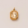 Detailed macro view of an amber rectangular birthstone pendant with 18k gold plating - November Birthstone Pendant (Citrine)