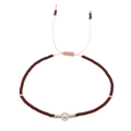 Bohemian dark red beaded bracelet with white pearl and adjustable pink cord - Light Pink Rope/White Pearl/Dark Red Bead(BR0211)