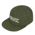 Adjustable olive green flat brim hip-hop cap with FEWK embroidery and laser-cut holes - Dark Green