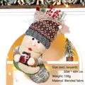 Christmas stocking with Santa Claus design, grey knit hat and red plaid gift bag - Santa Claus (103-A)