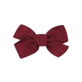Deep red bow hair clip for infants made of high-quality textured linen fabric - Wine Red (12)