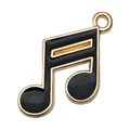 Sixteenth note enamel musical pendant in black and gold for DIY jewelry making - Black Sixteenth Note