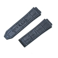 Black crocodile embossed leather watch strap with stitching for Hublot Big Bang - [Convex x Wide Mouth] 19x26mm / Bamboo Grain Gray Blue - No Buckle