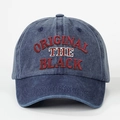 Classic washed blue baseball cap featuring bold red ORIGINAL THE BLACK embroidery - One Size / Navy Blue