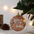 Champagne gold lace mesh Christmas ball ornament 9cm for festive tree decoration - Gold Wire Ball