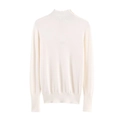 Pull à col roulé blanc classique pour femme avec coupe ajustée et finitions côtelées - S / Blanc