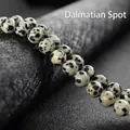 Polished Dalmatian Jasper natural stone round loose beads for DIY jewelry making - Spotted Stone