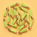 DIY light green tassel pendants with gold metal caps for jewelry and keychain crafts - Grass Green