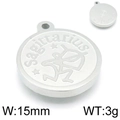 Silver stainless steel Sagittarius pendant with engraved optimistic zodiac theme - Sagittarius / Steel