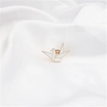 Minimalist white origami paper crane brooch with elegant gold plating and enamel finish - Paper Crane White (90240B)