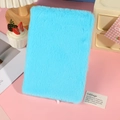 Close-up of fluffy sky blue plush notebook with soft faux fur texture on pink background - A5: 22.5*15.5*3CM / Blue