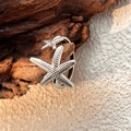 Anello stella marina argento con design a strati e trame nautiche dettagliate - Stella marina singola / Aperto / Argento