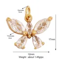 Gold butterfly pendant with clear cubic zirconia stones measuring 12mm x 17mm - K539888-Clear Gold Rhinestone Butterfly