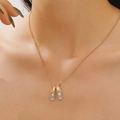 Elegant gold ballet slippers pendant necklace with pink enamel and sparkling crystals - Gold (Light Pink Toe)