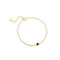 Elegantes goldenes S925 Sterlingsilber Armband mit rotem Zirkon und klarem Edelsteinbesatz - 925er Silber / Spinell Rot