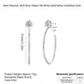 Minimalist S925 silver double row 0.6CT moissanite hoop earrings with 18K gold plating - Silver/E13104