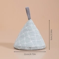 Light blue plaid triangular pot lid holder with size 9cm by 12cm dimensions - White Gray Lines Pot Lid Hat (120°C Heat Resistant)