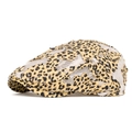 Detail of leopard print beret featuring breathable mesh lace and textured stitching - Classic Leopard (Q-280)