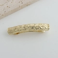 Fermaglio per capelli in metallo dorato minimalista con texture martellata e molla - Lava Oro Clip a Molla