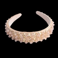 Fashion champagne gold headband with glittering sequins and faceted crystal beads - Gorgeous Sequin Crystal Style (Series 15-2)